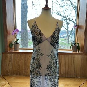 Free People Lavender Maxi Slip Dress with Floral Motif L NWOT